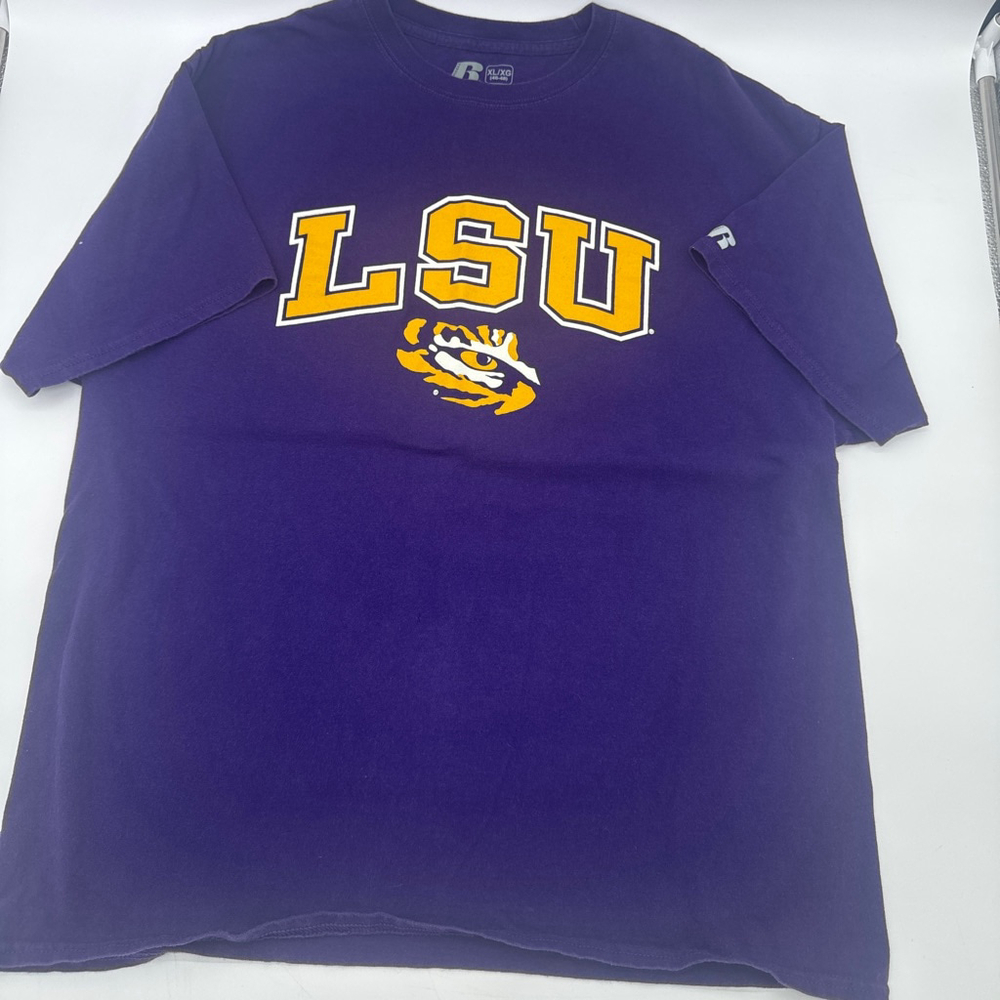 Men's Russell LSU Tigers Purple Yellow Short Sleeve Tee Shirt XL